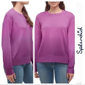 SPLENDID Ladies Dip Dye Ombré Soft Pullover Top in Light Orchid